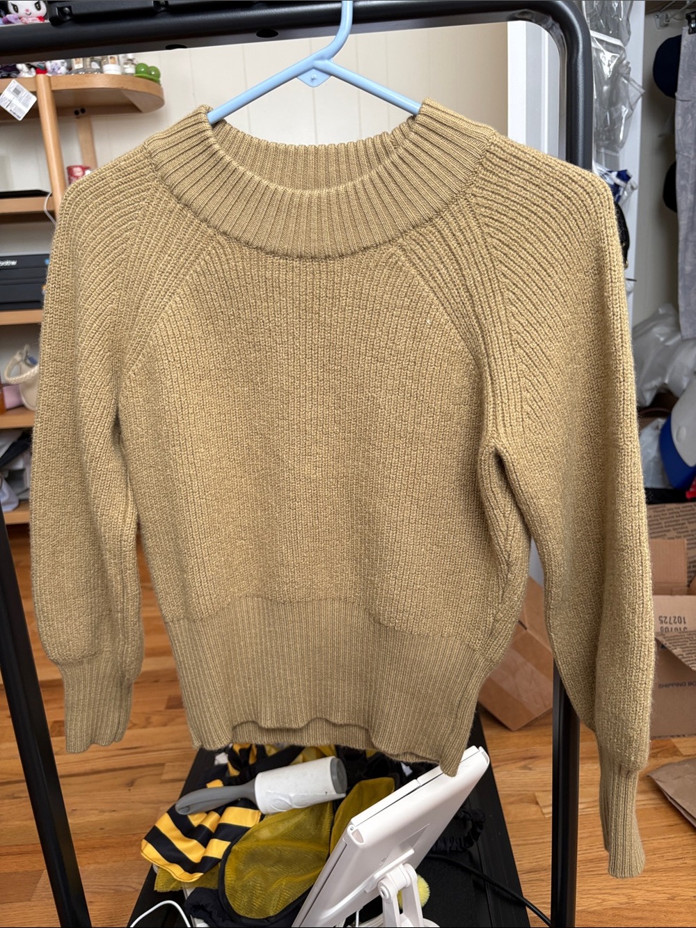 Madewell Camel Ribbed Crewneck Sweater